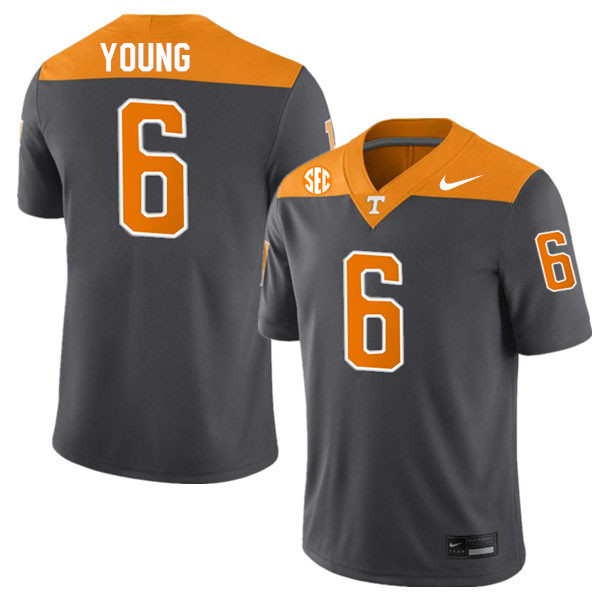 Tennessee Volunteers #6 Byron Young College Football Jerseys Stitched Sale-Anthracite